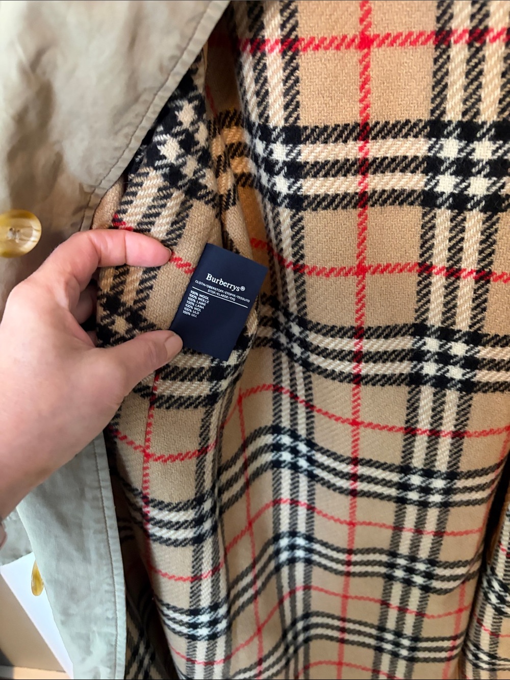 Vintage Burberry OliveGreen/Tan Trench Coat With Removable Wool Lining - Picture 6 of 16